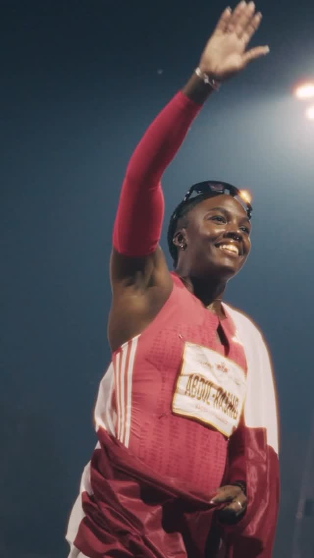 Mariam Abdul-Rashid celebrating after a race